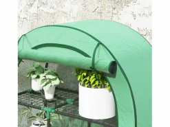 Invernadero de jardín con techo redondeado, estanterías, acero, (100x45x160 cm)