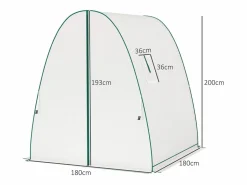 Invernadero de jardín con puerta enrollable, 2 ventanas, lona reforzada, estructura de acero, color (180x180x200cm)