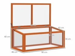 New Invernadero de jardín con cubierta, de madera maciza y policarbonato, color , resistente a la intemperie (90x46x40cm) Naranja