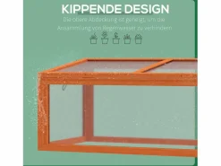 New Invernadero de jardín con cubierta, de madera maciza y policarbonato, color , resistente a la intemperie (90x46x40cm) Naranja