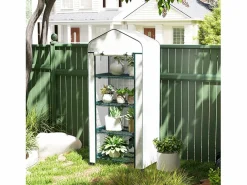 Invernadero de jardín con ventanas enrollables y estantes, de acero, para tomates y plantas, (69x50x165 cm)