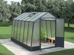 EXPERTLAND Invernadero de jardín de policarbonato con base 9,1 m² antracita ASARINA