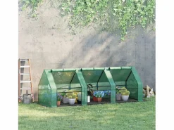 Hot Invernadero de jardín para plantas, fabricado en acero, PE resistente a la intemperie, (270x90x90 cm) Verde
