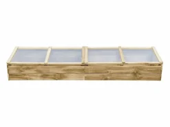 Hot Invernadero de madera de pino impregnada para plantas flores y verduras 200 x 50 x 35 cm color marrón 02_0044654 Invernadero De Jardín