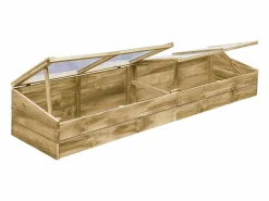 Hot Invernadero de madera de pino impregnada para plantas flores y verduras 200 x 50 x 35 cm color marrón 02_0044654 Invernadero De Jardín