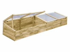 Hot Invernadero de madera de pino impregnada para plantas flores y verduras 200 x 50 x 35 cm color marrón 02_0044654 Invernadero De Jardín