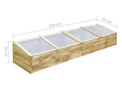 Hot Invernadero de madera de pino impregnada para plantas flores y verduras 200 x 50 x 35 cm color marrón 02_0044654 Invernadero De Jardín