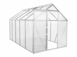 Hot Habitat et jardin Invernadero de policarbonato 310 x 190 x 195 cm "Basilic" - 5,89 m² - Gris Transparente
