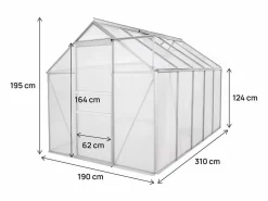 Hot Habitat et jardin Invernadero de policarbonato 310 x 190 x 195 cm 