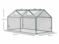 Invernadero de PVC con ventana, estructura de acero, (120x60x60cm)