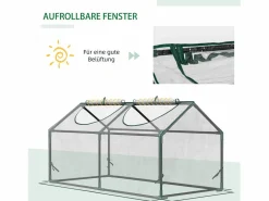 Invernadero de PVC con ventana, estructura de acero, (120x60x60cm)