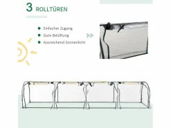 Invernadero de túnel con ventanas con cremallera, estructura de acero, PVC , 395 x 100 x 80 cm (395x100x80 cm)