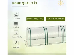 Invernadero de túnel con ventanas con cremallera, estructura de acero, PVC , 395 x 100 x 80 cm (395x100x80 cm)