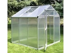 Invernadero para jardín de aluminio y policarbonato con puerta y ventana 183x185x205cm Vanilla Invernadero De Jardín