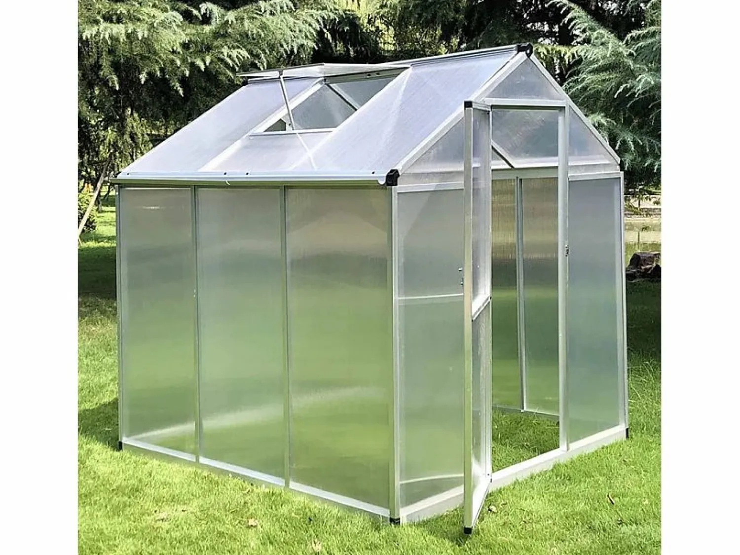 Invernadero para jardín de aluminio y policarbonato con puerta y ventana 183x185x205cm Vanilla Invernadero De Jardín