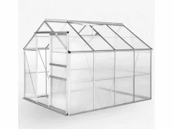 Outlet Soana Invernadero para jardín de aluminio y policarbonato con puerta y ventana 183x245x205cm Laelia Transparente