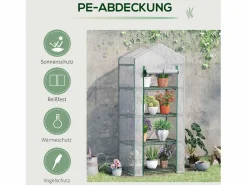 Hot Invernadero para plantas, con 4 estantes, PVC, (70x50x160 cm) Invernadero De Jardín