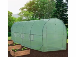 Monstershop Invernadero Politúnel con Estantería Galvanizada Puertas de Cultivo Cubierta de PE Jardinería Carpa de Jardín Planta de flores de 25mm de Diámetro | 6 x 3m