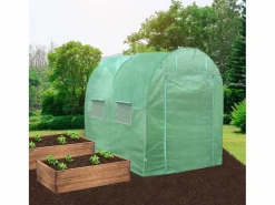 Monstershop Invernadero Politúnel con Estantería Galvanizada Puertas de Cultivo Cubierta de PE Jardinería Carpa de Jardín Planta de flores de 25mm de Diámetro | 4 x 2m
