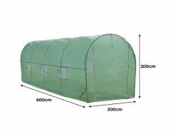 Clearance Monstershop Invernadero Politúnel con Puertas Ventanas Galvanizadas Cubierta de PE Jardinería Marco Metálico Carpa de Jardín Vegetal Planta de Flores 25mm de diámetro | 6 x3m Verde