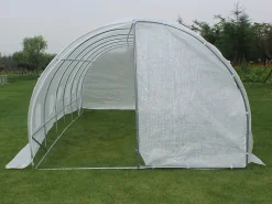 Clearance EXPERTLAND Invernadero túnel con estructura de acero galvanizado y puerta 18 m² Ancho 600 x 300 x Alt. 200 cm ALOCASIA Blanco