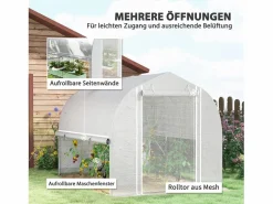 Sale Invernadero túnel de PVC, 3 ventanas y puerta, estructura de acero galvanizado, color (3 x 2 x 2 m) Blanco
