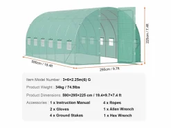 Outlet Invernadero Túnel SucceBuy 590x295x225 cm, Invernadero para Jardinería Exterior, Marco en Acero Galvanizado, Invernadero De Jardín