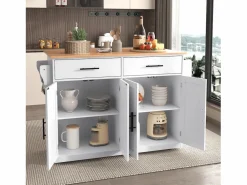 Merax Isla central - 120 x 46 (70) x 91 cm - Tablero plegable + Ruedas y patas intercambiables - MDF -