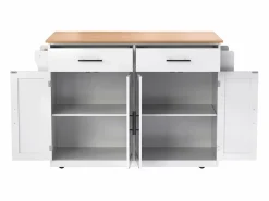 Merax Isla central - 120 x 46 (70) x 91 cm - Tablero plegable + Ruedas y patas intercambiables - MDF -