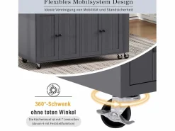 Online Isla central con ruedas - Isla de cocina extensible con encimera + 2 cajones - MDF - Isla Cocina