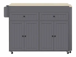 Online Isla central con ruedas - Isla de cocina extensible con encimera + 2 cajones - MDF - Isla Cocina