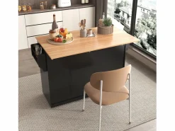 ModernLuxe Isla central de cocina - 2 cajones y 4 compartimentos - patas con ruedas o de madera -