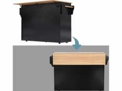 ModernLuxe Isla central de cocina - 2 cajones y 4 compartimentos - patas con ruedas o de madera -