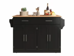 ModernLuxe Isla central de cocina - 2 cajones y 4 compartimentos - patas con ruedas o de madera -