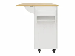 Clearance ModernLuxe Isla central de cocina - carrito con ruedas y plancha retráctil - 2 cajones y 2 puertas - Blanco
