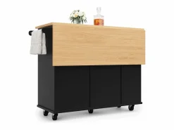 New Isla central de cocina - carrito con ruedas y plancha extensible - 2 cajones y 1 puerta - Isla Cocina
