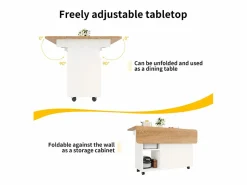 ModernLuxe Isla central de cocina - carrito con ruedas y plancha extensible - 2 puertas y 3 compartimentos abiertos -