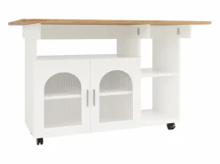 ModernLuxe Isla central de cocina - carrito con ruedas y plancha extensible - 2 puertas y 3 compartimentos abiertos -