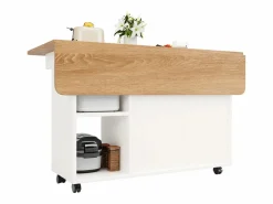 ModernLuxe Isla central de cocina - carrito con ruedas y plancha extensible - 2 puertas y 3 compartimentos abiertos -