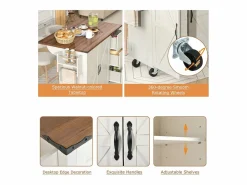 Hot ModernLuxe Isla central de cocina - con tablero retráctil - 2 puertas y 3 cajones - Beige