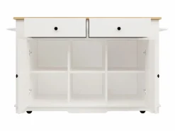 ModernLuxe Isla central de cocina - carrito con ruedas y tomas - con plancha extensible - 2 puertas 2 cajones y 2 compartimentos -