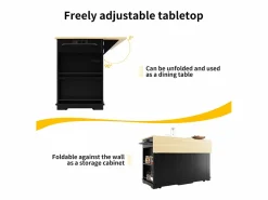 Discount ModernLuxe Isla central de cocina - carrito con ruedas y tomas - con plancha extensible - 2 puertas 2 cajones y 2 compartimentos - Negro