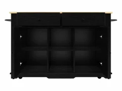 Discount ModernLuxe Isla central de cocina - carrito con ruedas y tomas - con plancha extensible - 2 puertas 2 cajones y 2 compartimentos - Negro