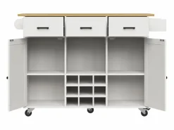 ModernLuxe Isla central de cocina - carrito con ruedas y plancha extensible - 3 cajones y 2 puertas -