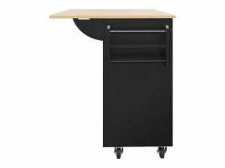 Hot ModernLuxe Isla central de cocina - carrito con ruedas y plancha retráctil - 2 cajones y 2 puertas - Negro
