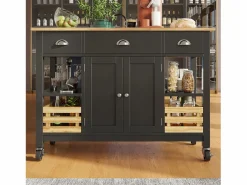 ModernLuxe Isla central de cocina - carrito con ruedas y plancha extensible - 3 cajones y 2 puertas -