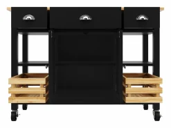 ModernLuxe Isla central de cocina - carrito con ruedas y plancha extensible - 3 cajones y 2 puertas -