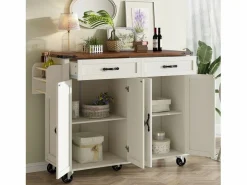 ModernLuxe Isla central de cocina - con tablero retráctil - 4 puertas y 2 cajones -