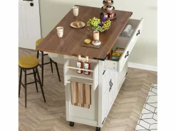 ModernLuxe Isla central de cocina - con tablero retráctil - 4 puertas y 2 cajones -
