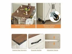ModernLuxe Isla central de cocina - con tablero retráctil - 4 puertas y 2 cajones -